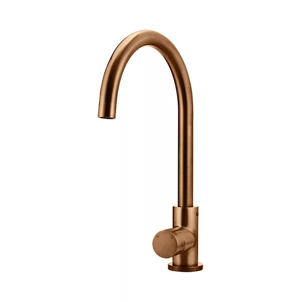 Round - Lustre Bronze Gooseneck Kitchen Mixer w Pinless Handle