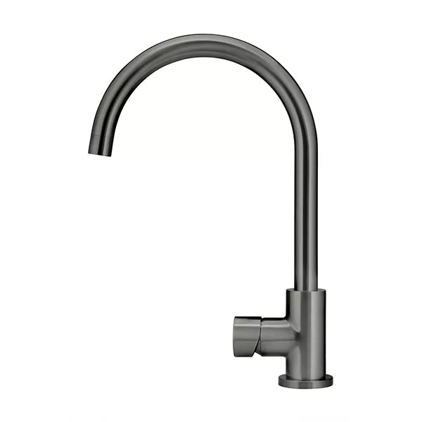 Round - Shadow Gunmetal Gooseneck Kitchen Mixer w Pinless Handle