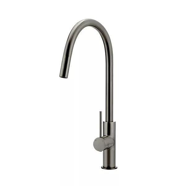 Round - Shadow Gunmetal Gooseneck Kitchen Mixer w Pull-out Hose & Vege Spray