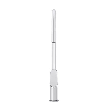 Round - Polished Chrome Gooseneck Kitchen Mixer w Paddle Handle & Pull-out Hose