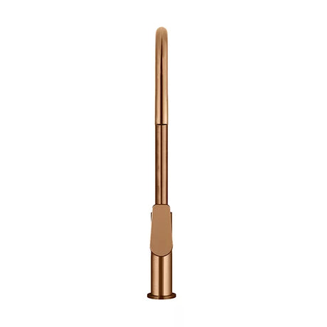 Round - Lustre Bronze Gooseneck Kitchen Mixer w Paddle Handle & Pull-out Hose