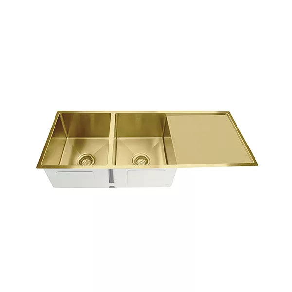 Lavello - Brushed Bronze Gold Double Bowl & Drainboard Kitchen Sink
1160x440mm