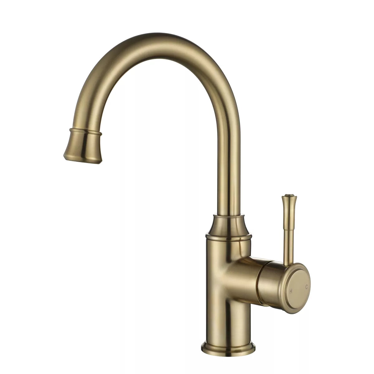 Montpellier - Brushed Brass Tall Gooseneck Basin Mixer