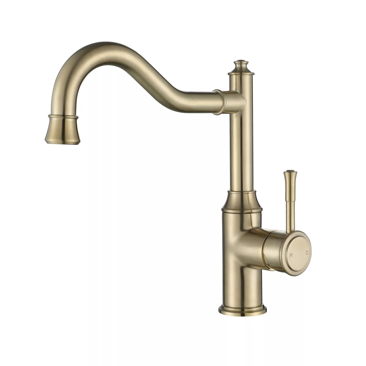 Montpellier - Brushed Brass Gooseneck Kitchen Mixer