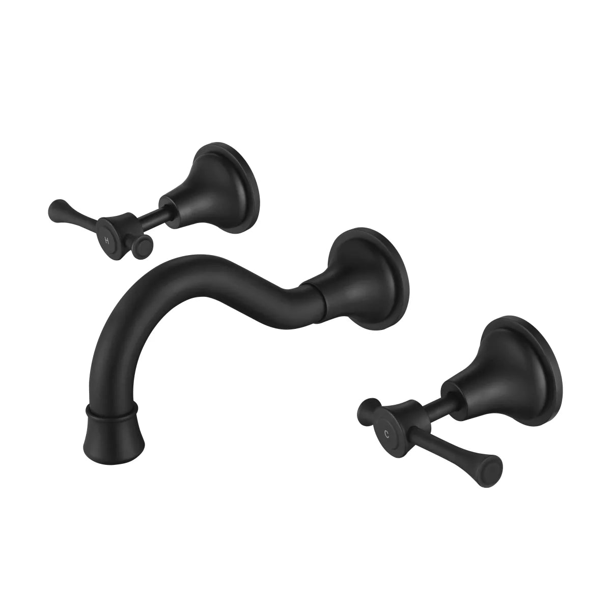 Montpellier - Matte Black Wall Taps & Spout Set