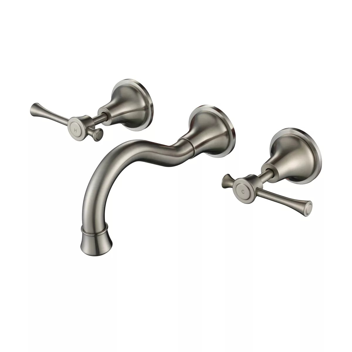Montpellier - Brushed Nickel Wall Taps & Spout Set