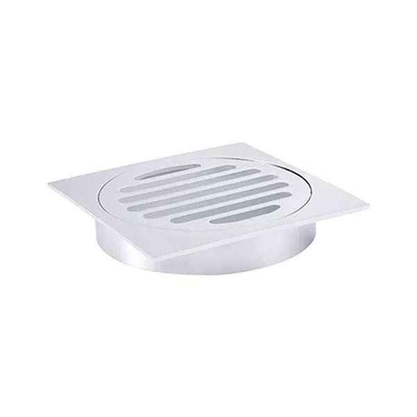 Square - Polished Chrome Shower Drain w 100mm Outlet