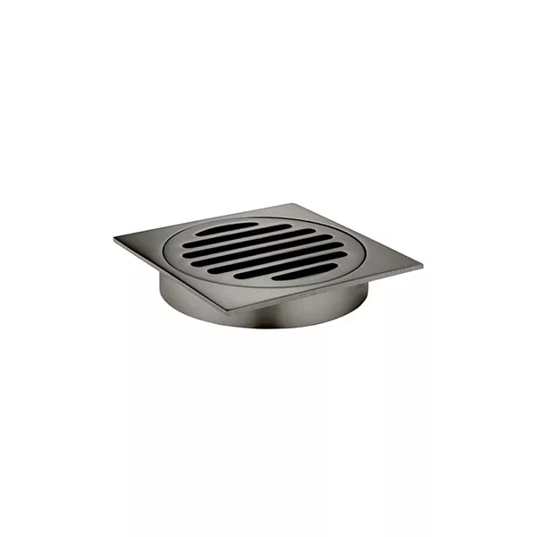 Square - Shadow Gunmetal Shower Drain w 80mm Outlet