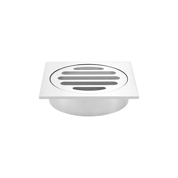 Square - Polished Chrome Shower Drain w 80mm Outlet