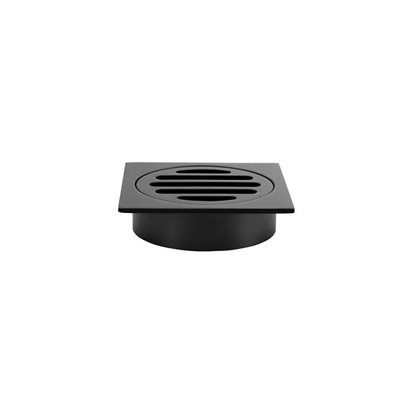Square - Matte Black Shower Drain w 80mm Outlet