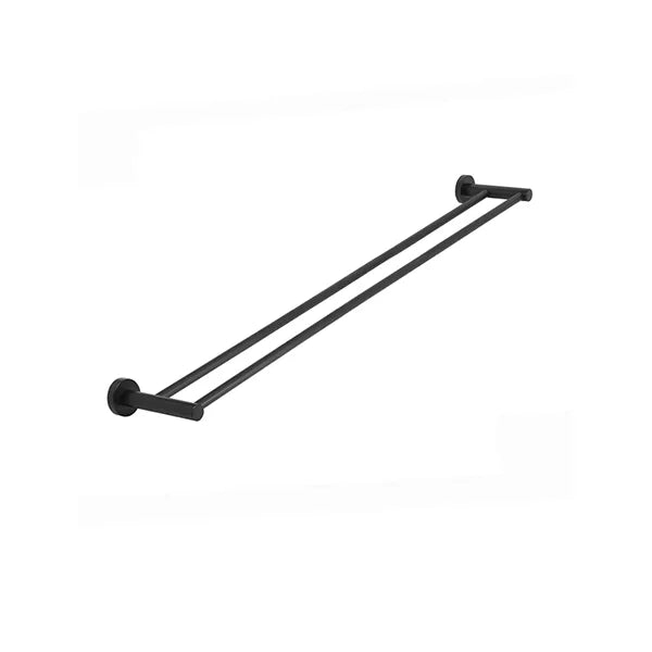Round - Matte Black 900mm Double Towel Rail
