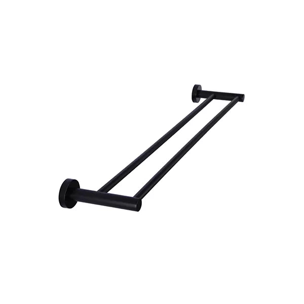 Round - Matte Black 600mm Double Towel Rail