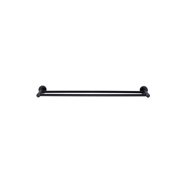 Round - Matte Black 600mm Double Towel Rail