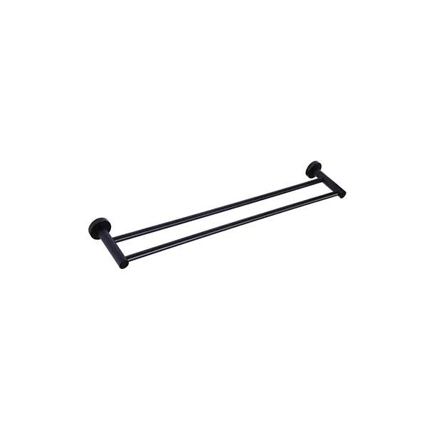 Round - Matte Black 600mm Double Towel Rail