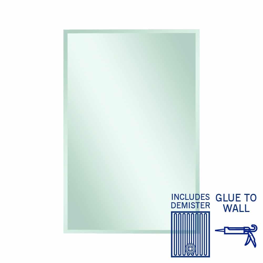 Ablaze - Montana Rectangle 25mm Bevel Edge Mirror - 1200x800mm Glue-to-Wall and Demister