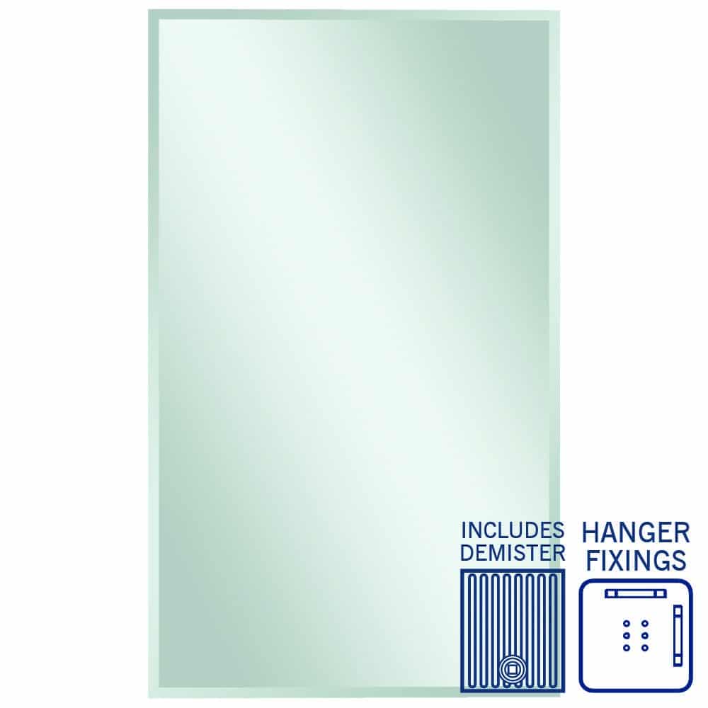 Ablaze - Montana Rectangle 25mm Bevel Edge Mirror - 1500x900mm with Hangers and Demister