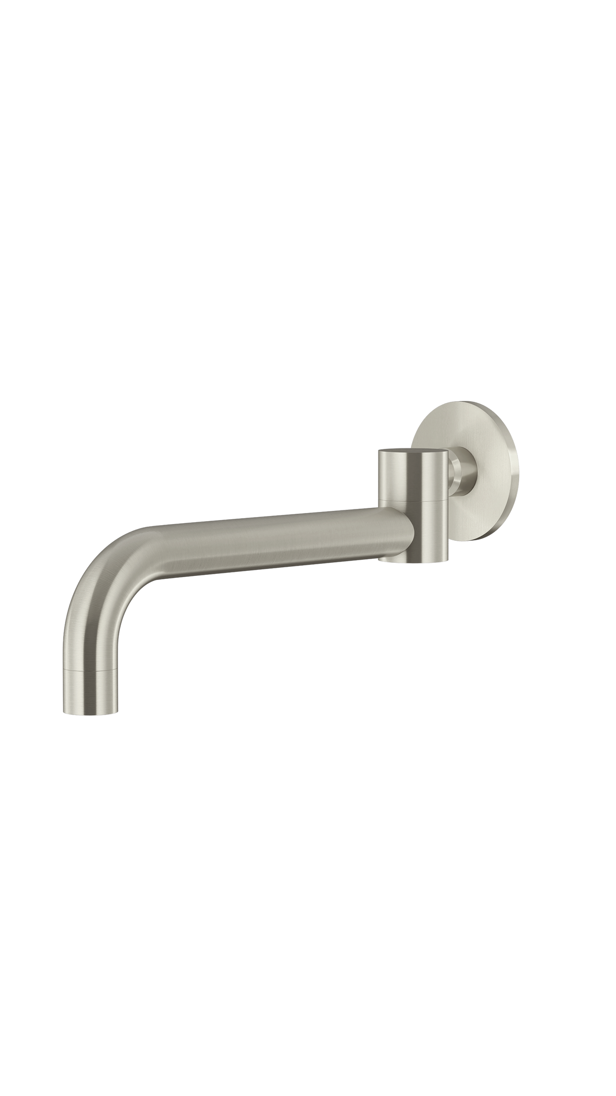 Round - Brushed Nickel 250mm Curved Swivel Wall Spout