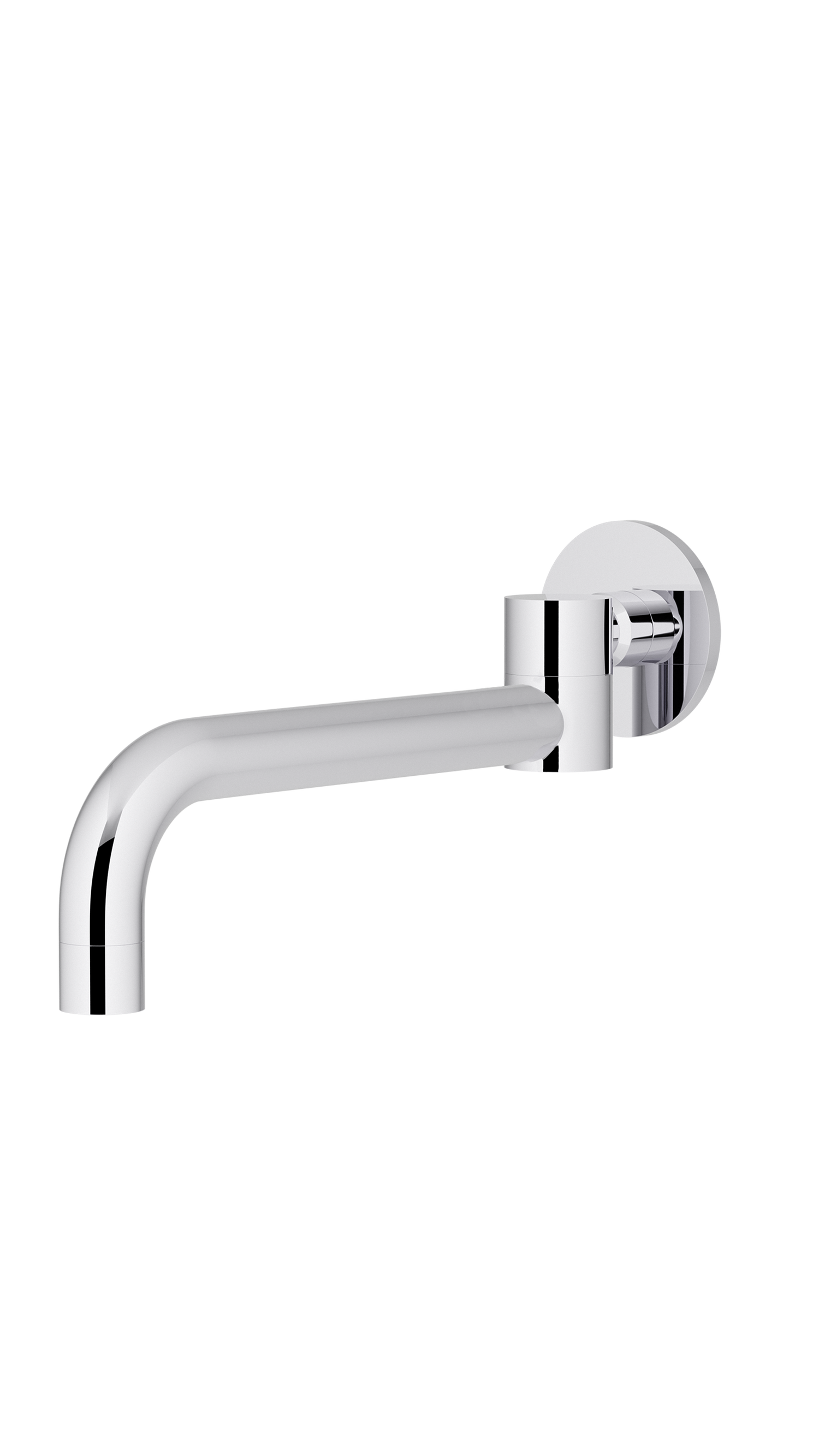 Round - Polished Chrome 250mm Curved Swivel Wall Spout