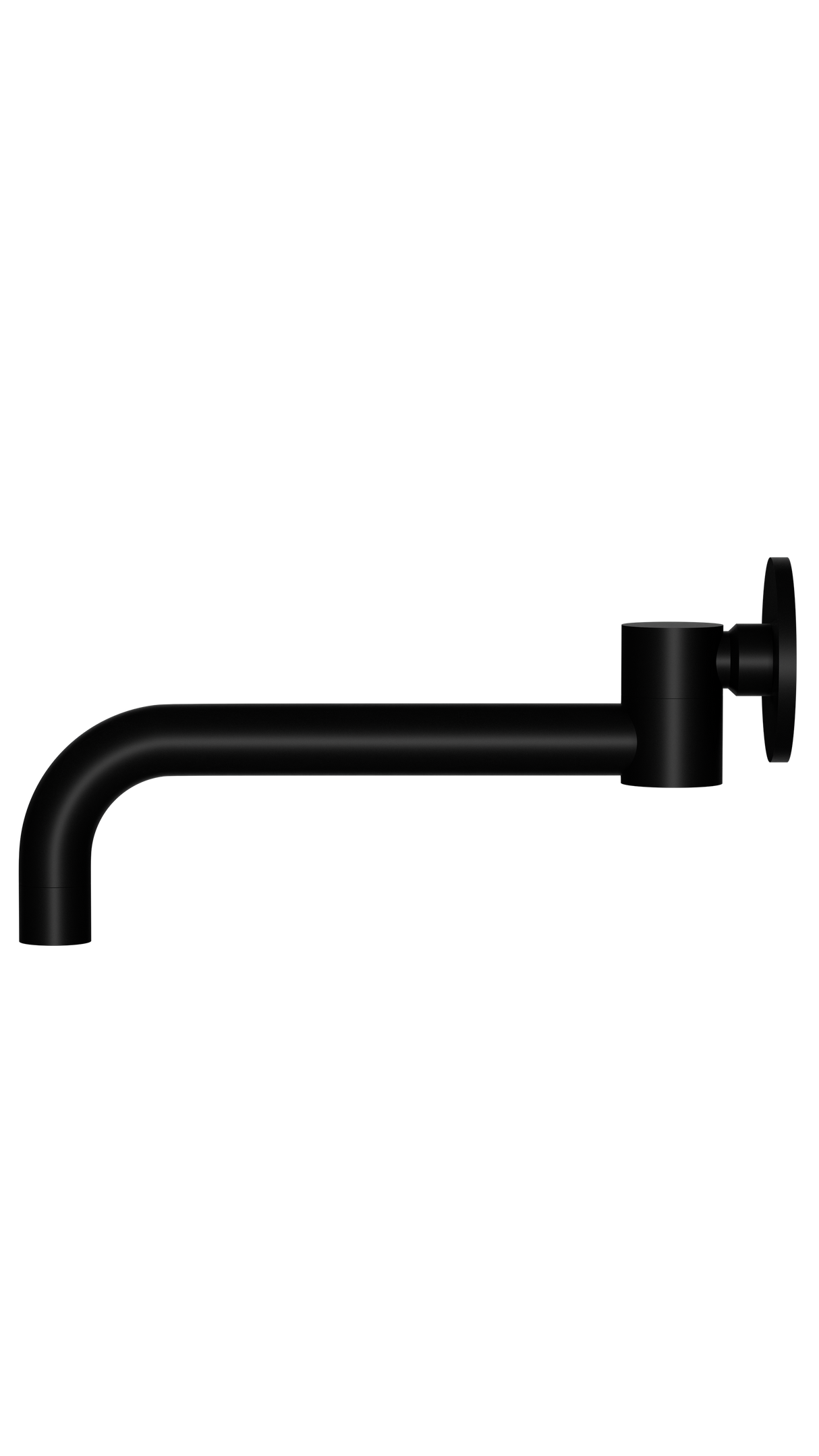 Round - Matte Black 250mm Curved Swivel Wall Spout
