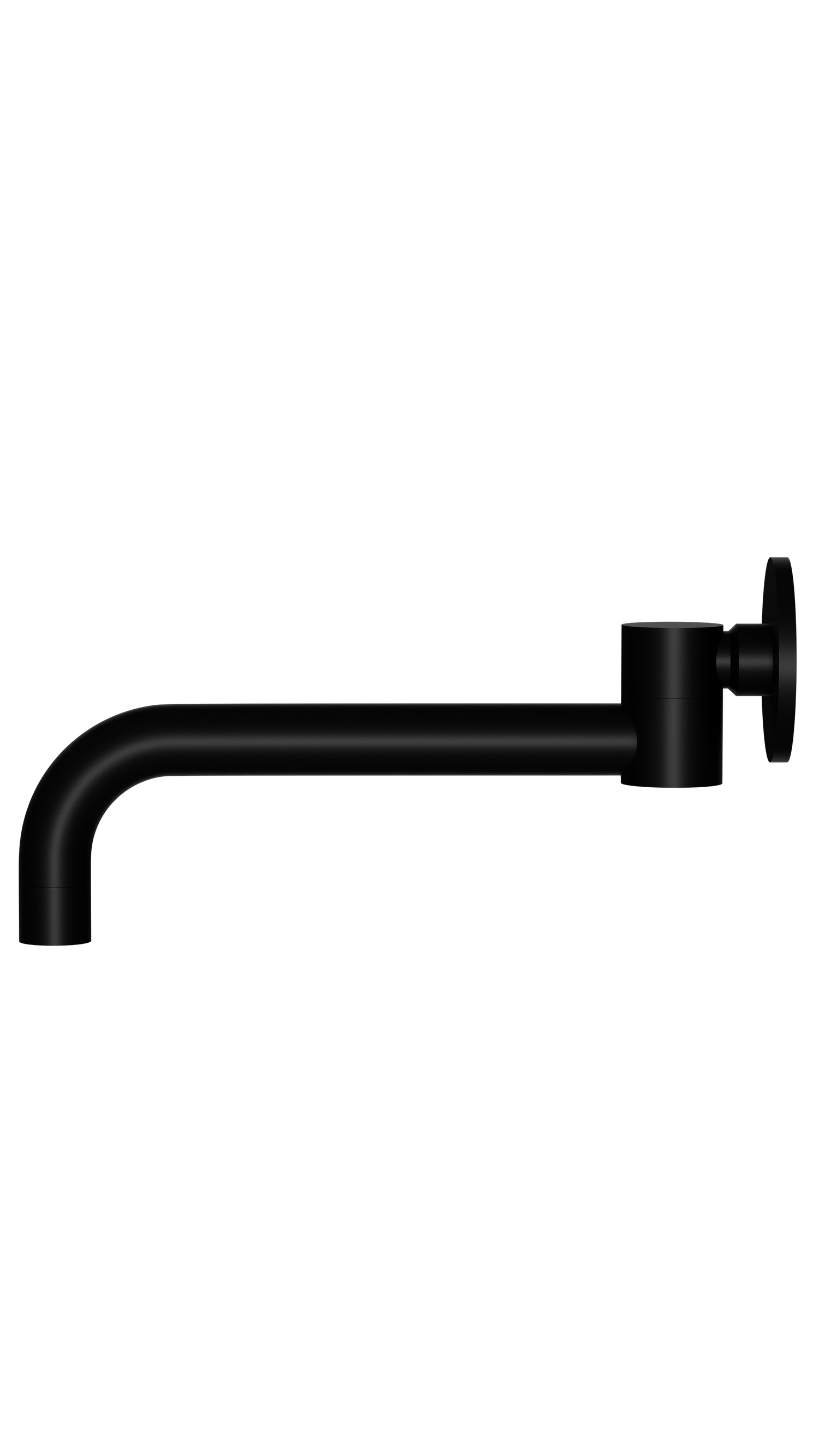 Round - Matte Black 250mm Curved Swivel Wall Spout