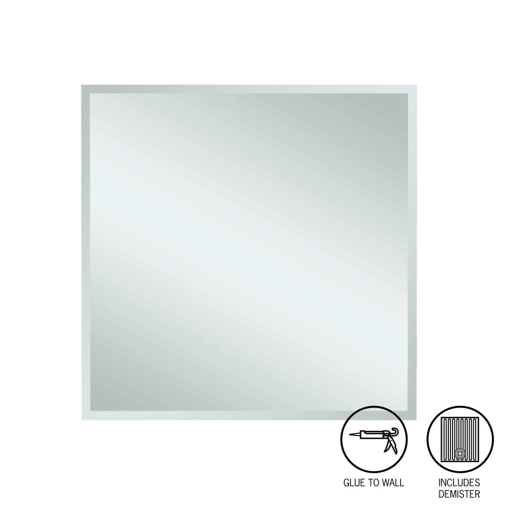 Ablaze - Montana Square 25mm Bevel Edge Mirror - 750x750mm Glue-to-Wall with Demister