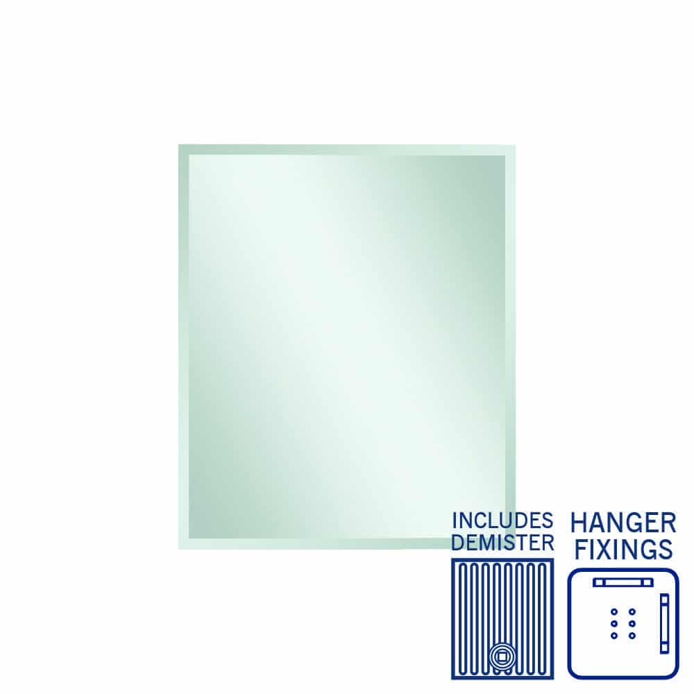 Ablaze - Montana Rectangle 25mm Bevel Edge Mirror - 900x750mm with Hangers and Demister