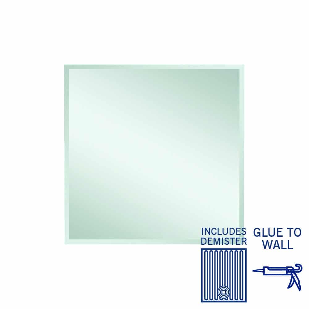 Ablaze - Montana Rectangle 25mm Bevel Edge Mirror - 900x900mm Glue-to-Wall and Demister