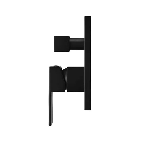 Square - Matte Black Wall Mixer w Diverter