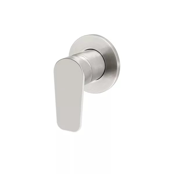 Round - Brushed Nickel Wall Mixer Finishing Kit w Paddle Handle