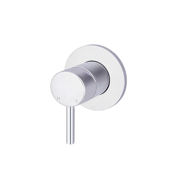 Round - Polished Chrome Wall Mixer Finishing Kit w Short Pin Handle
