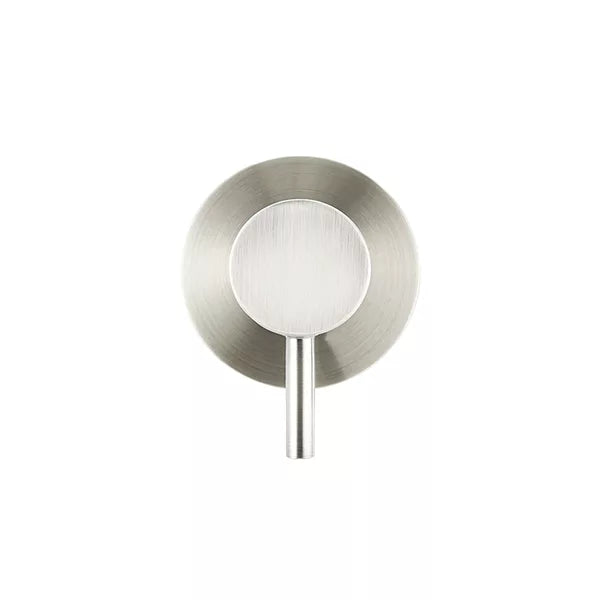 Round - Brushed Nickel Wall Mixer Finishing Kit w Short Pin Handle