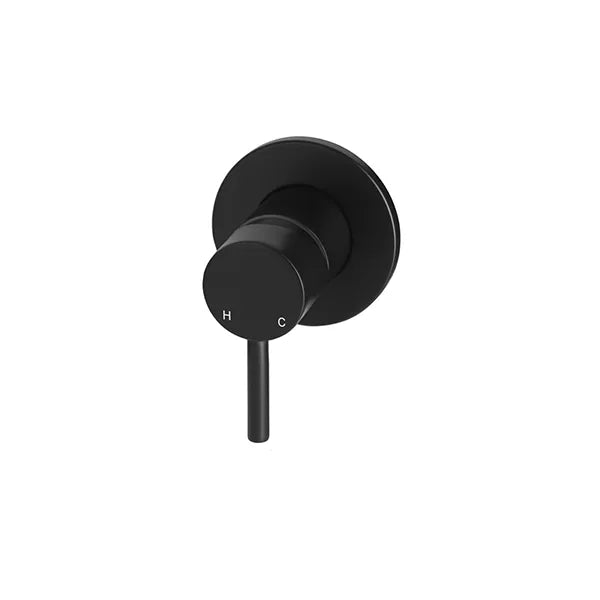 Round - Matte Black Wall Mixer Finishing Kit w Short Pin Handle