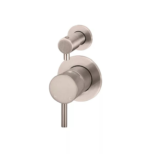Round - Champagne Wall Mixer w Diverter Finishing Kit