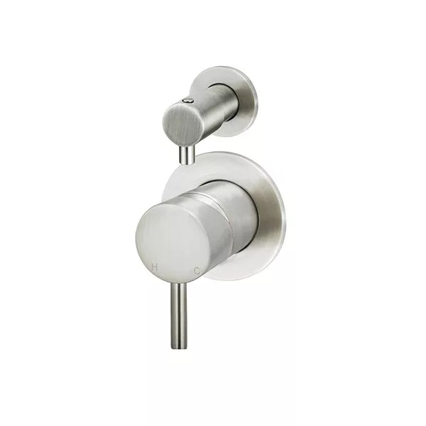 Round - Brushed Nickel Wall Mixer w Diverter Finishing Kit