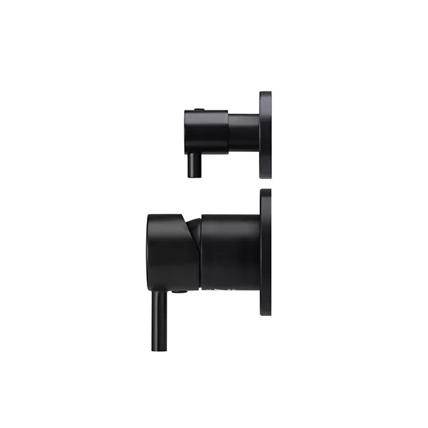 Round - Matte Black Wall Mixer w Diverter Finishing Kit
