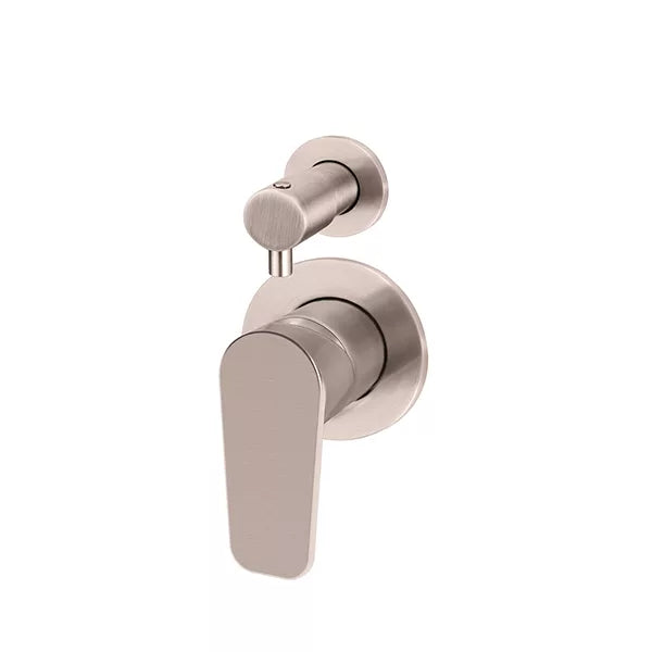 Round - Champagne Wall Mixer w Diverter Finishing Kit w Paddle Handle