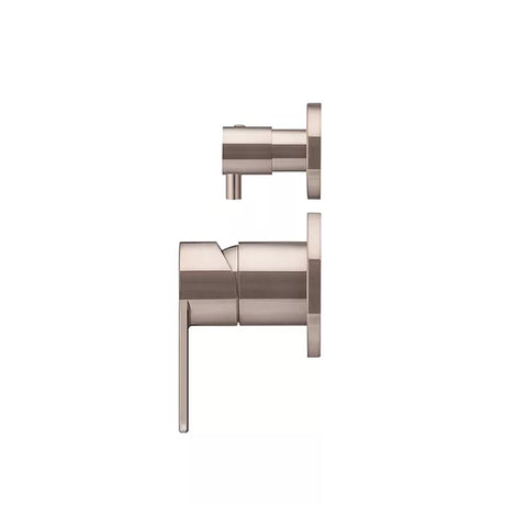 Round - Champagne Wall Mixer w Diverter Finishing Kit w Paddle Handle