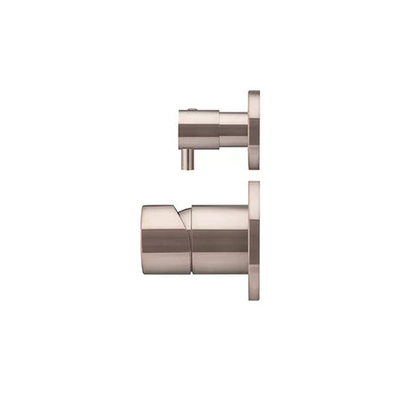 Round - Champagne Wall Mixer w Diverter Finishing Kit w Pinless Handle