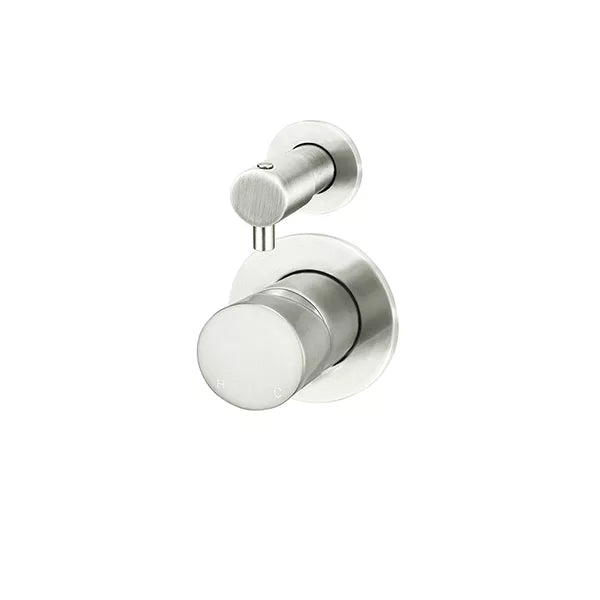 Round - Brushed Nickel Wall Mixer w Diverter Finishing Kit w Pinless Handle