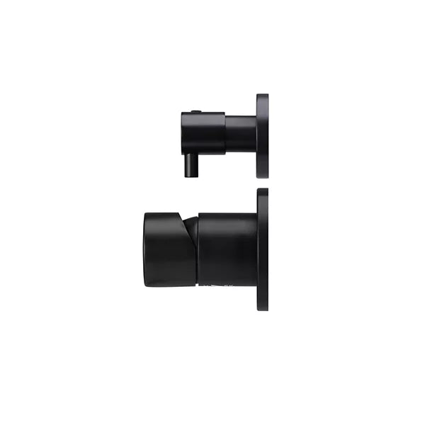 Round - Matte Black Wall Mixer w Diverter Finishing Kit w Pinless Handle