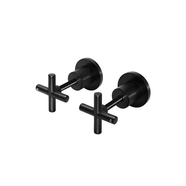 Round - Matte Black Cross Handle Jumper Valve Wall Top Assemblies