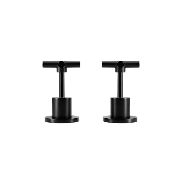 Round - Matte Black Cross Handle Jumper Valve Wall Top Assemblies