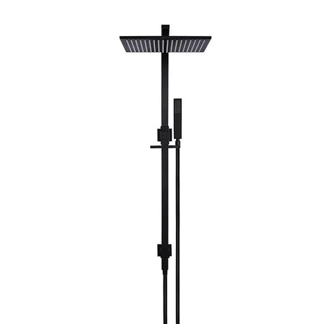 Square - Matte Black Combination Shower Rail w 300mm Rose