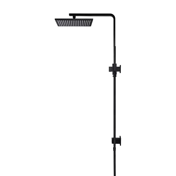 Square - Matte Black Combination Shower Rail w 300mm Rose