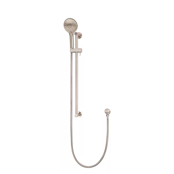 Round - Champagne Three Function Hand Shower on Sliding Rail