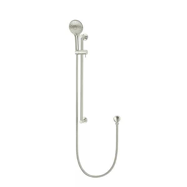 Round - Brushed Nickel Three Function Hand Shower on Sliding Rail