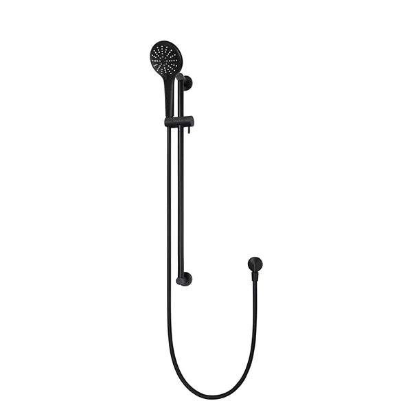 Round - Matte Black Three Function Hand Shower on Sliding Rail
