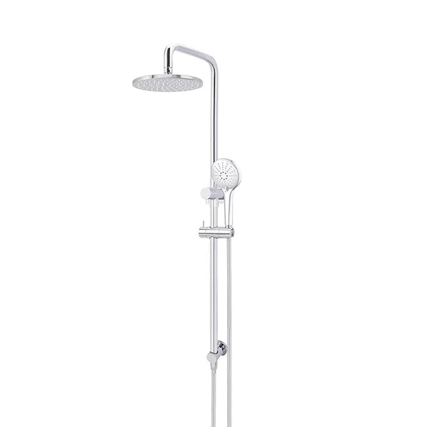 Round - Polished Chrome Combination Shower Rail w 200mm Rose & Three-Function Hand Shower