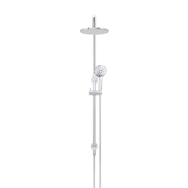 Round - Polished Chrome Combination Shower Rail w 200mm Rose & Three-Function Hand Shower