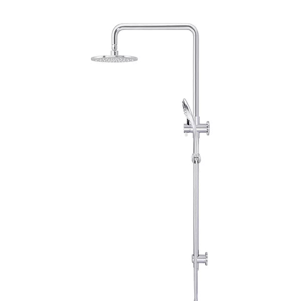 Round - Polished Chrome Combination Shower Rail w 200mm Rose & Three-Function Hand Shower